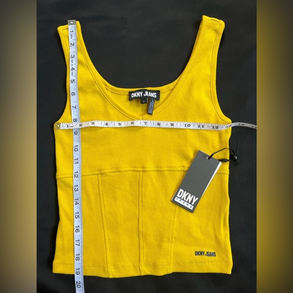 NWT DKNY JEANS v neck yellow Tank Top Blouse Size S - Picture 6 of 6